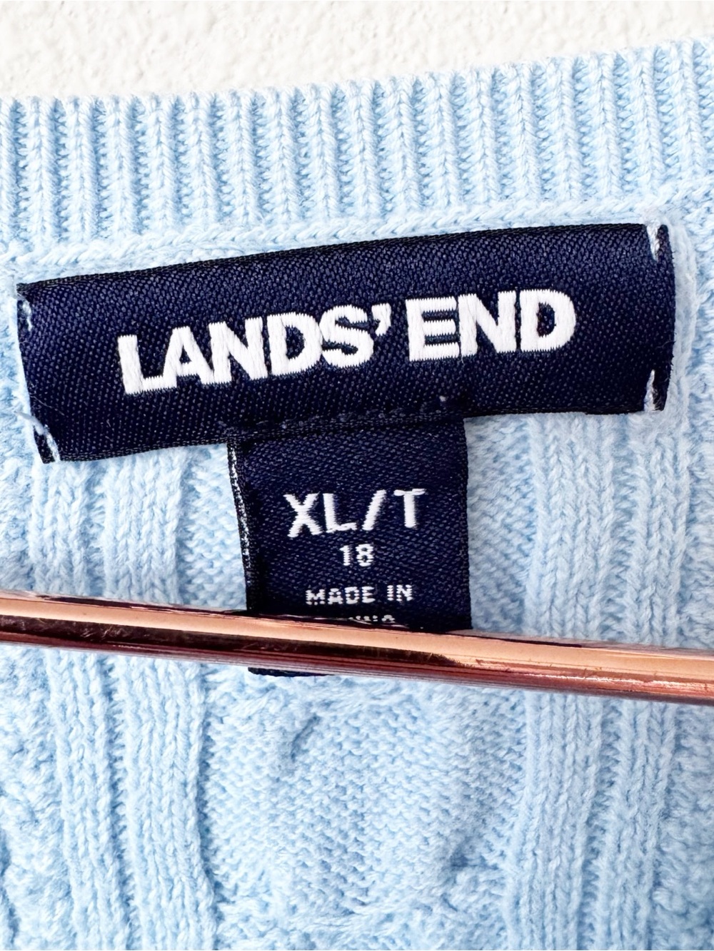 Lands' End Baby Blue Cable Knit Boat Neck Sweater - Picture 4 of 9